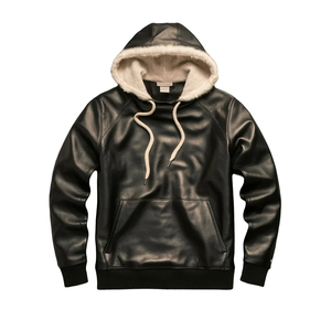 Veste à capuche en cuir pour homme, veste à capuche en cuir de qualité supérieure, vêtements d'extérieur chauds pour l'hiver, manches longues, style décontracté, streetwear, vêtements d'extérieur - Product Image 1