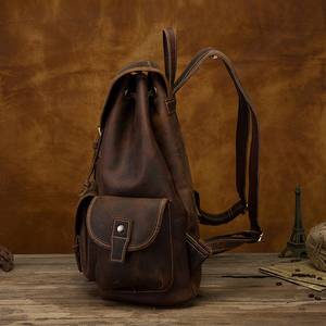 Heavy Duty Waterproof Genuine <b>Leather</b> Rucksack Vintage Anti-Theft <b>Laptop</b> <b>Backpack</b> for International Travel LBP-0347 - Product Image 3