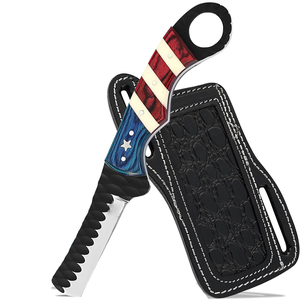 Couteau de cowboy artisanal, couteau à tailler le bétail en acier forgé à la main avec étui en cuir noir, qualité industrielle OEM/ODM - Product Image 1