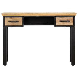 Escritorio de Madera de Mango Natural Sólida y Negra, Escritorio de Computadora de Madera Sintética - Product Image 2