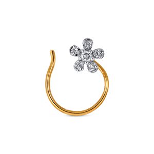 GLEAMORA ENTERPRISE Flower Shape Brilliant Cut Lab Grown Diamond Certified <b>Nose</b> Pin 14K Yellow <b>Gold</b> Plated Luxury <b>Stud</b> Women's - Product Image 1