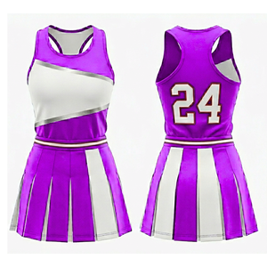 Uniforme de cheerleader personnalisé pour femmes et filles, ensemble deux pièces (haut et jupe) avec logo imprimé numériquement, uniformes de cheerleading pour filles adultes - Product Image 2