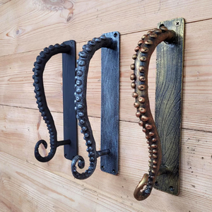 Manija de puerta de hierro macizo, herrajes rústicos para puertas de casa de campo, manija de puerta de hierro forjado - Product Image 4