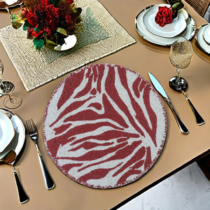 Best Classic Style Red & White Tableware Decorative <b>Placemats</b> Glass <b>Beads</b> for Parties & Other Functions Designed Theme Design - Product Image 1