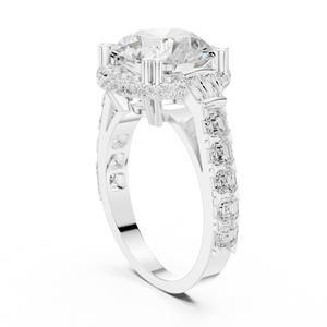 แหวนเพชรแล็บโกรว์ 14K ทองคำขาว ดีไซน์มินิมอลคลาสสิก ประดับเพชรทรงอิมพีเรียลโรส บริลเลียนซ์ รุ่นเวโลเรีย คราวน์ ไดมอนด์ริง - Product Image 4