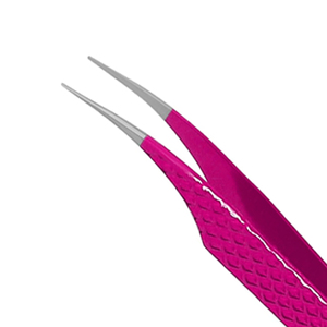 Pince à épiler courbée en acier inoxydable de haute précision, à faible MOQ, pointe lisse, couleur rose, emballage personnalisé, volume personnalisable - Product Image 3