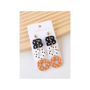 Divertenti e Carini Orecchini BOO con Stampa Fantasma di Halloween, in Acrilico e Argilla Polimerica, per Feste e Regali Festivi, Accessorio Divertente - Product Image 4