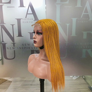 Perruque de longueur moyenne de couleur gingembre clair avec fermeture 2x6 cheveux super doublement étirés qualité vietnamienne de haute qualité - Product Image 6