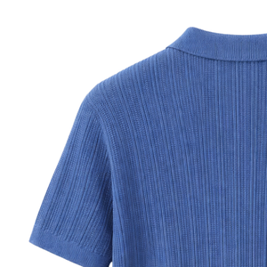 Polo en tricot texturé pour homme, manches courtes, 100% coton, respirant, coupe ajustée, mode estivale, vente en gros - Product Image 6