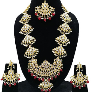 Indian Stylish Layered Pearl Rani Haar Long Kundan Necklace Zircon Alloy Jewellery Set Wedding Engagement Party <b>Gift</b> Hiphop Gold - Product Image 3