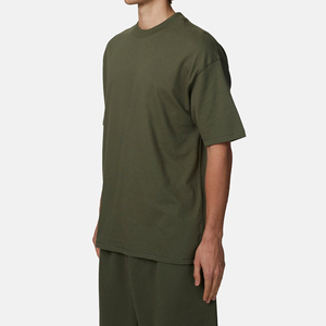 เสื้อยืดคอกลมแขนสั้นผู้ชาย สีเขียวมะกอก ทรงปกติ ผ้าฝ้ายเจอร์ซีย์ ทอแบบเรียบ สีพื้น สไตล์ลำลอง - Product Image 3