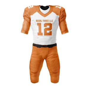 เสื้อเจอร์ซีย์อเมริกันฟุตบอลแบบสั่งทำพิเศษ โลโก้ด้านหน้าแบบซับลิเมชั่น สายรัดคู่ คอวี แขนครึ่งตัว แห้งเร็ว สำหรับฝึกซ้อม - Product Image 6