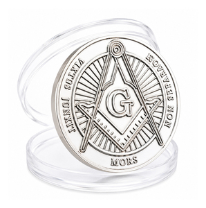 Moneda Conmemorativa Personalizada de los Francmasones con el Ojo que Todo lo Ve, en Tono Plateado, con Triángulo, Escuadra y Compás, Recuerdo Masónico - Product Image 2