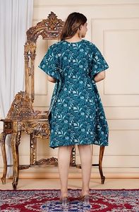 Floral Print V-Neck Maxi Dress Loose Boho Cap Sleeve <b>Summer</b> Casual <b>Kaftan</b> Dress - Product Image 5