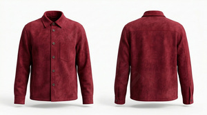 Chemise boutonnée en faux daim avec logo personnalisé de haute qualité à 100 %, manches longues, vêtements décontractés, chemises habillées élégantes pour hommes - Product Image 6