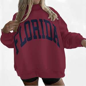 OEM Premium Women <b>Mock</b> <b>Neck</b> Sweatshirt Soft 100% Cotton Oversized Pullover Winter Casual Streetwear <b>Top</b> Front Logo OEM Service - Product Image 3