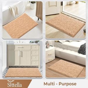 Tapis de salle de bain personnalisé à poils longs, rectangulaire, en microfibre, couleur unie, absorbant, antidérapant pour salles de bain - Product Image 6