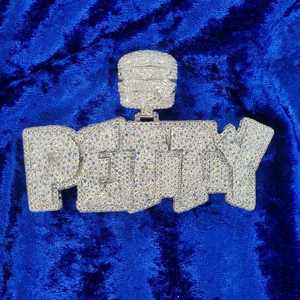 Custom High Quality 925 Silver Moissanite Rapper Charm Pendant Hip Hop Jewelry Necklace Iced Fashion Gold Plated GRA - Product Image 1