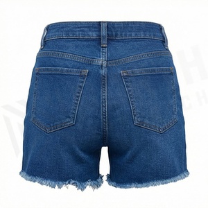 Shorts de Mezclilla Rectos para Mujer, Elásticos, de Cintura Alta, Color Personalizado, Diseño Desgarrado, con Encaje y Cristales, Ropa de Moda de Verano - Product Image 2