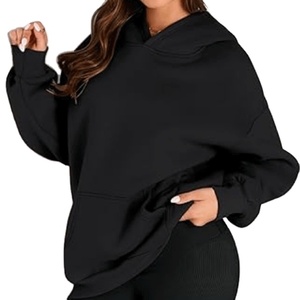 Sweat à capuche oversize en molleton de coton de qualité supérieure pour femme, coupe décontractée, coupe-vent, collection automne/hiver - Product Image 4