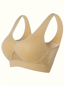 Ladies U Back Seamless Athletic Tank <b>Top</b> Built In Bra Pad Insert Breathable Air <b>Mesh</b> Running Gym <b>Crop</b> <b>Top</b> Fitness Bralette - Product Image 6