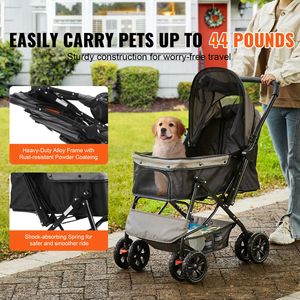 Passeggino per Animali Domestici in Alluminio a 4 Ruote, Capacità 20 kg, Freni Girevoli 4-in-1, Passeggino Reversibile per Cuccioli, Comodo Stoccaggio - Product Image 2