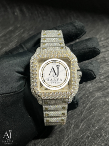 Montre mécanique à cadran carré, bracelet Ice Cubed, montre-bracelet, chiffres romains, style bijoux de luxe - Product Image 5