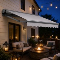 Auvent électrique en aluminium économique et luxueux pour balcon de piscine, éclairage LED à télécommande, installation facile, protection solaire intelligente