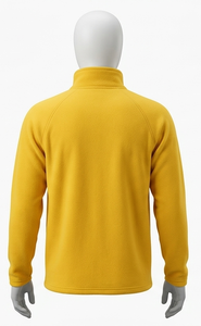 เสื้อถักไหมพรมสีเหลืองสำหรับผู้ชาย แขนยาว คอตั้ง ซิปหน้า โลโก้ด้านหน้า ทรงปกติ สีพื้น เรียบหรู ระบายอากาศได้ดี เหมาะสำหรับใส่ในฤดูใบไม้ร่วง - Product Image 2