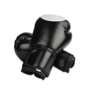 Gants de boxe en cuir noir 10oz à lacets, doigts entièrement couverts, pour adultes, équipement d'entraînement et de sparring - Product Image 1