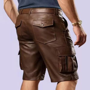 <b>Men</b> Brown Polyester/Spandex Sports Cargo <b>Shorts</b> Knee Length Solid Water Resistant Mid Waist <b>Zipper</b> Fly <b>Pockets</b> Comfortable High - Product Image 2