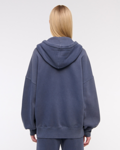 Loose Full Length Long Sleeve Women's 2 Pieces Oversized Full <b>Zip</b> Hoodie & Wide Leg Sweatpants Sets Winter 100% Cotton 340 GSM - Product Image 5