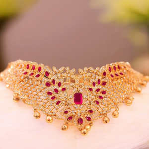 Fashion Jewelry Set One Gram Gold <b>Ruby</b> Choker <b>Necklace</b> - Product Image 3
