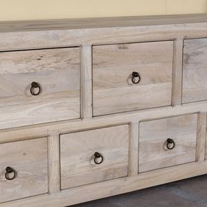 Commode à tiroirs en bois recyclé sablé, rustique, faite à la main, finition naturelle, avec onze tiroirs, pour chambre à coucher - Product Image 3