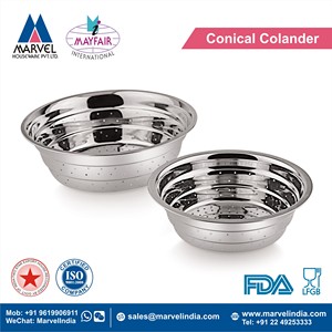 Stainless Steel Colander Set Deep Bowl Dishwasher Safe Durable Metal Strainer Eco-Friendly Kitchen Sink Use with Hooks <b>Stands</b> - Product Image 6