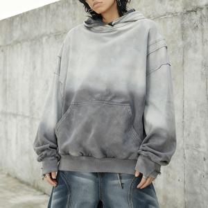 Sudadera con capucha de forro polar extragrande personalizada de peso pesado unisex, estilo vintage con lavado ácido, bolsillo desgastado, ropa urbana - Product Image 4