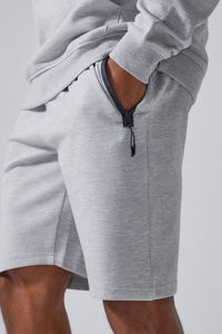 Nouveau short gris en coton pour homme, tendance 2026, avec logo imprimé sur le devant, taille élastique, décontracté - Product Image 6