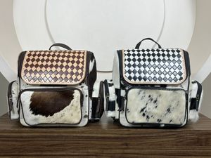 Famous Brand Designer Luxury Hand Tooled Checkered <b>Leather</b> Diaper Backpack Cowhide Business Travel Sport Backpacks for <b>Men</b> Women - Product Image 4