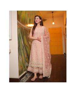 Indien pakistanais dernière pelouse brodée Saree Salwar Kameez fête de mariage formelle vente chaude soie coton robe lin matériel - Product Image 5