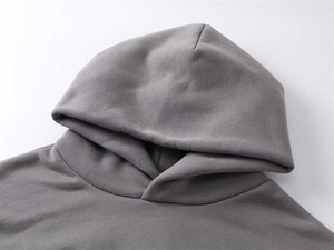 Sudadera con Capucha para Hombre, Corte Regular, Color Gris Sólido, Felpa de Algodón, Informal, con Bolsillo Delantero, para Invierno, Teñido Liso, Ecológica - Product Image 2