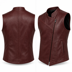 Men's Fashion & Designer Leather <b>Vests</b> | <b>Grey</b> Black Burgundy Brown Blue | OEM ODM Manufacturer | Premium Design Quality | - Product Image 3