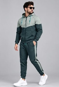 Ensemble de survêtement pour homme à capuche, color block, manches longues, fermeture éclair frontale, décontracté, respirant, imprimé, streetwear, en coton, pour l'hiver - Product Image 6