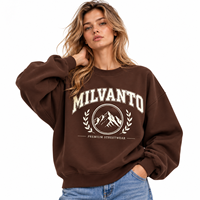 Sweatshirt Wanita Terbaru Warna Cokelat, Custom, 450 GSM, Bahan Fleece Katun Tebal,  Grafis, Premium, Oversized, Drop Shoulder