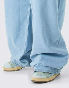 Jean unisexe vintage élégant en denim de haute qualité, coupe ample, taille haute, délavé clair, jambe droite, respirant, idéal pour l'été - Product Image 3