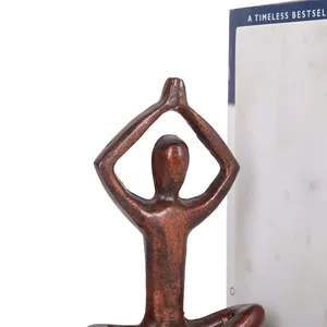 Porte-livres Art Déco en marbre faits à la main avec sculpture de yoga et de méditation, ensemble décoratif pour étagères de maison, bureau et salle d'étude - Product Image 3