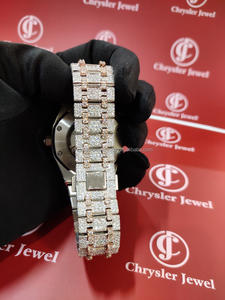 Mouvement automatique mécanique de haute qualité fait à la main VVS Moissanite diamant glacé homme femme montre de luxe en acier inoxydable - Product Image 5