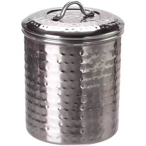Modern Blue Metal Coffee & Spice Canister Cylinder Shape Airtight Lid Dishwasher Safe Heatable Hammered Metal <b>Kitchen</b> <b>Storage</b> - Product Image 4