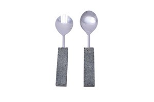 Eco Friendly Stainless Steel <b>Salad</b> Servers Set with Cement Handles Modern Design for Home Kitchen <b>Salad</b> <b>Tools</b> - Product Image 5