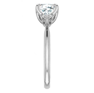 <b>Solitaire</b> Cushion Cut Moissanite Geometric Prong Setting <b>Ring</b> 925 Sterling <b>Silver</b> White Gold Plated Luxury Classic Engagement - Product Image 3