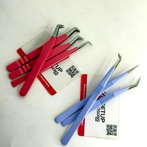 Pince à cils en acier inoxydable avec logo personnalisé, antidérapante, rose lavande, pour extensions de cils, volume et isolation, marque privée - Product Image 3